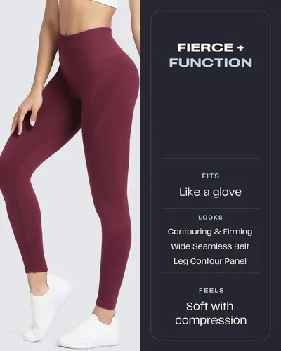 Vista 2 de Aoxjox Leggings sin costuras para mujer, con control de abdomen, de carbono, para entrenamiento, gimnasio, deporte, pantalones de yoga activos, 25