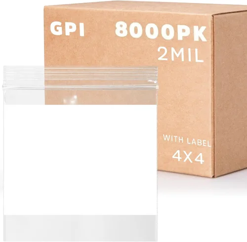 Vista 13 de GPI - Mini bolsas con cremallera de 1 x 1 pulgada, paquete de 100 bolsas de plástico transparente con cierre con cremallera con bloque blanco