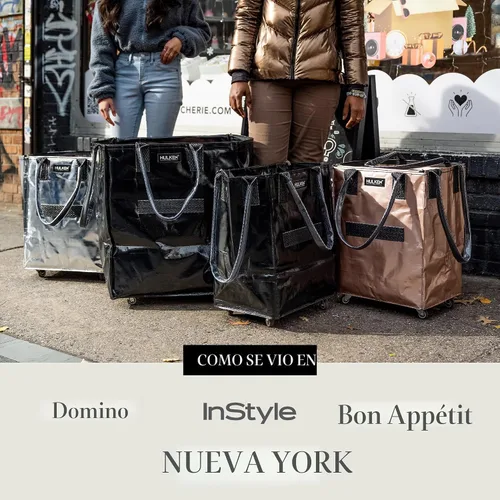 Vista 6 de (Mediano, Negro) Bolsa de Comestibles Reutilizable con Ruedas, Carrito de Compras, Bolsa Rodante, Cierre con Cremallera, Ligera, Soporta Hasta 66