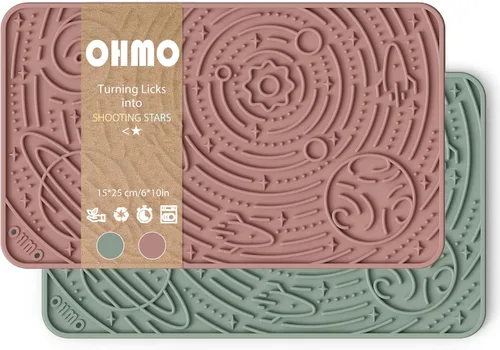 Vista 17 de OHMO Alfombrilla para lamer perros y gatos, patrón espacial, 6 x 10 fresno+beige