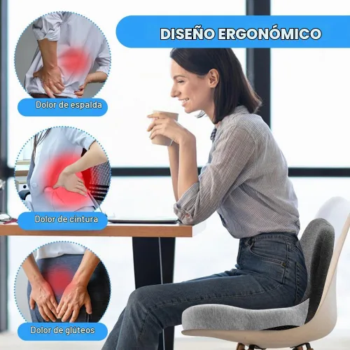 Vista 5 de Cojines de asiento de espuma viscoelástica para silla de oficina, cojín de asiento integrado en forma de L con soporte de respaldo, cojín de asiento