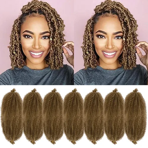 Vista 20 de Cabello para Trenzas Marley Twist de 10 pulgadas Negro 3 Paquetes Cabello Afro Twist Elástico Preseparado para Locs Suaves Cabello Spring Twist