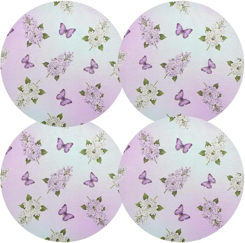 Vista 2 de Purple Butterflies Gradient Table Placemat, Washable Non Slip Heat Resistant Placemats for Kitchen one sizex1