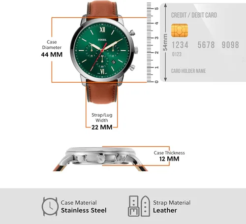 Vista 7 de Fossil Men's Neutra Stainless Steel and Leather Quartz Chronograph Watch
