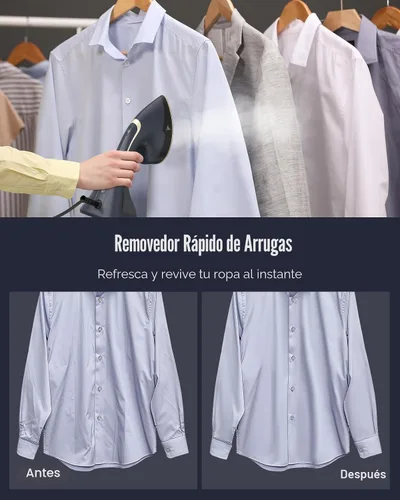 Vista 5 de BEAUTURAL Vaporizador para ropa, vapor y plancha 2 en 1, potente removedor de arrugas de tela portátil de 1200 W con vapor de ráfaga, placa térmica