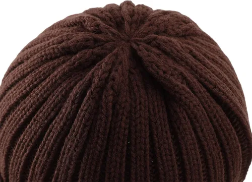 Vista 3 de Connectyle Gorro de punto con puños para mujer, gorro de esquí acrílico acanalado elástico para invierno
