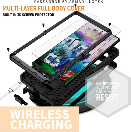 Vista 3 de Simicoo Funda para Samsung S23 con protector de cámara de pantalla, soporte para Samsung S23, resistente al agua, de metal militar, resistente al