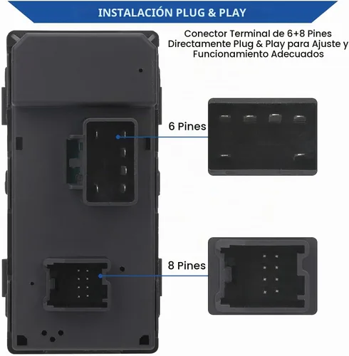 Vista 2 de Obaee Botón de interruptor de control de ventana eléctrica para puerta delantera izquierda del conductor Compatible con 2007-2019 Chevy Chevrolet