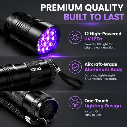Vista 5 de 395nm UV Light Black Light Flashlight for Pet Urine Detection