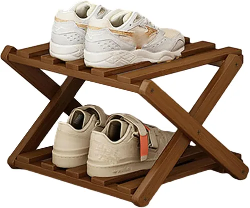 Vista 13 de YYW Zapatero de bambú para entrada, organizador vertical de almacenamiento de zapatos plegable y sin instalación, estantes para zapatos, estante