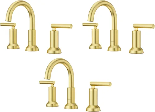 Vista 24 de Grifo para lavabo de baño Pfister Capistrano, 8 pulgadas de separación amplia, 2 manijas, 3 orificios, certificado NSF, acabado negro mate Spot Spot
