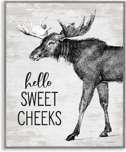 Vista 11 de Stupell Industries Hello Sweet Cheeks Divertido Humor Rústico Baño Alce