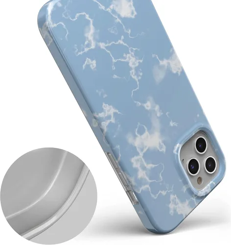 Vista 4 de Casely Funda para iPhone 11 Pro Max Cielos azul claro Nubes de mármol Diseño clásico ultra delgado