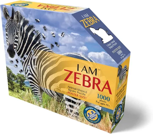 Vista 2 de Madd Capp Puzzles - I AM Zebra - Rompecabezas de 1000 piezas con forma de animal, multicolor