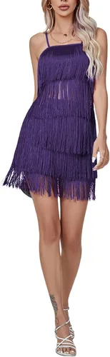 Vista 6 de LYANER Conjunto sexy de dos piezas con flecos sin mangas y falda corta para mujer
