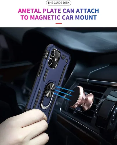 Vista 5 de KKBL - Funda para teléfono compatible con [iPhone 11], contraportada con protección contra golpes, anillo con función atril, color azul
