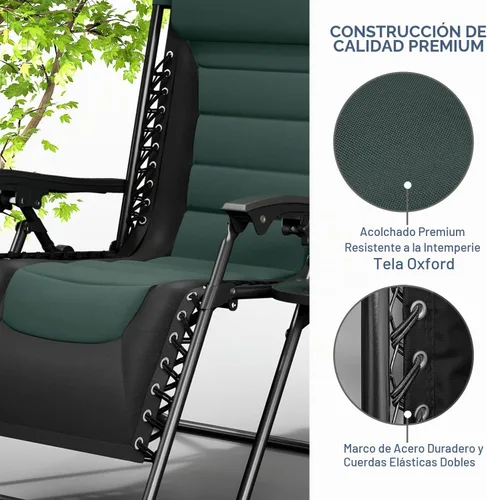 Vista 5 de Nestl Silla acolchada de gran tamaño de gravedad cero, silla de salón Negro/Verde (Black/Forest Green)