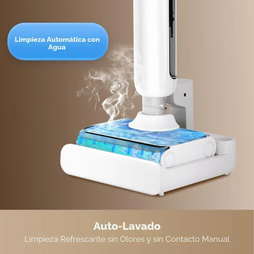 Vista 9 de Aspiradora en seco y húmedo, combo de trapeador inalámbrico para suelos duros, potente succión de 23000 Pa, 180° en plano, lavadora de suelo
