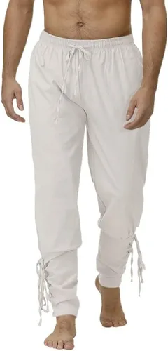 Vista 2 de Pantalones medievales de tobillo con banda cónica para hombre, disfraz de pirata, renacentista, gótico, casual, para hombre