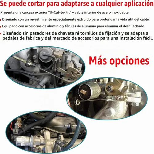 Vista 3 de ORAEVY Kit de cable de acelerador universal de alta tecnología de 24 pulgadas trenzado de acero inoxidable