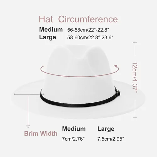 Vista 4 de Sombreros Fedora de ala ancha para mujeres y hombres, sombrero clásico de fieltro de Panamá para hombre, sombrero de vestir de dos tonos con hebilla