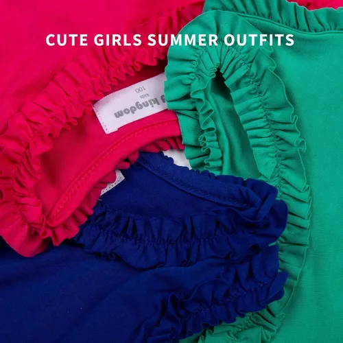 Vista 25 de LittleSpring Conjunto de verano para niñas con camiseta sin mangas y pantalones cortos florales