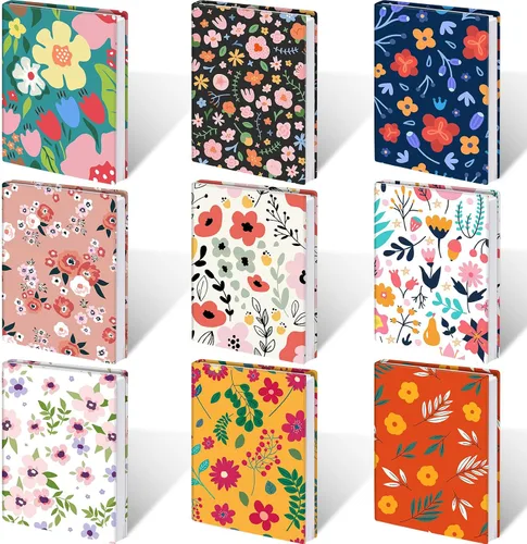 Vista 11 de Teling Paquete de 9 fundas elásticas para libros, fundas de tela jumbo para libros de texto de tapa dura, reutilizables, lavables, suministros