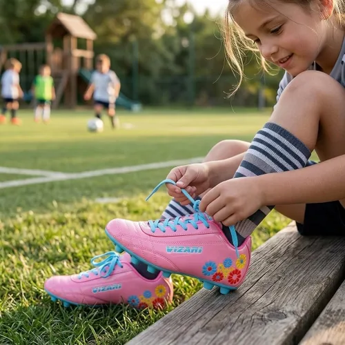 Vista 3 de Zapato de fútbol de Vizari Blossom FG, niño pequeño Rosado/Azul