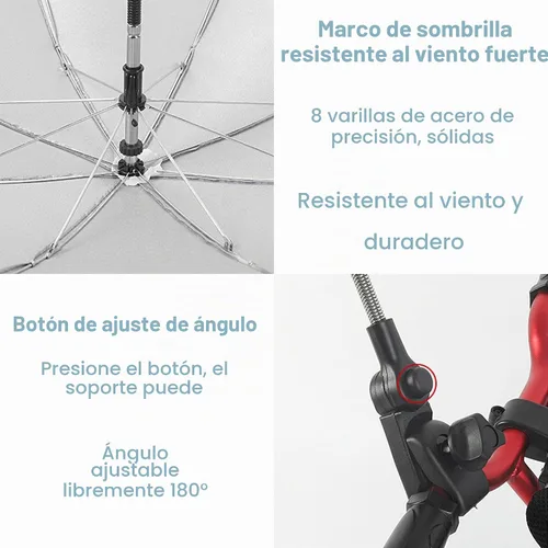Vista 9 de Sombrilla de 30 pulgadas con abrazadera, sombrilla impermeable para niños al aire libre, paraguas con clip en sillas de playa, cochecitos, sillas