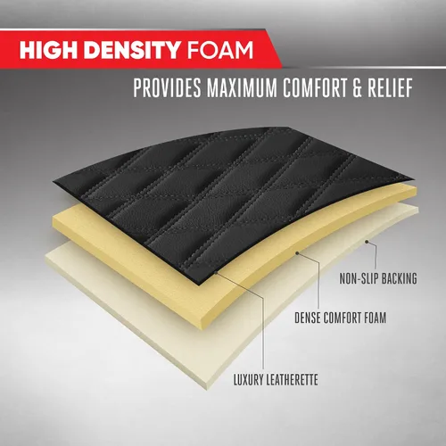Vista 5 de Motor Trend - Cojín de asiento trasero, funda de piel sintética con costuras en diamante para automóvil, camión y SUV, acolchado, impermeable, Negro