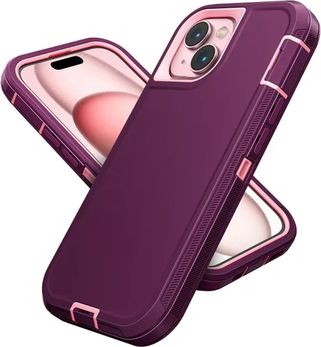 Vista 27 de Jelanry - Funda para iPhone 15 5G, protección resistente, resistente, color negro Dropproof & Dual-Layer Protective Back Cover with Port Anti