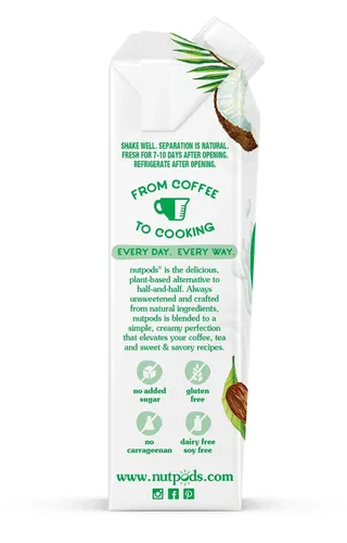 Vista 5 de nutpods® Crema de café de avellana sin azúcar, sin lácteos, 11.2 onzas