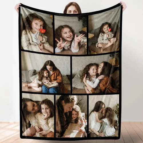 Vista 24 de Artsadd Manta personalizada con collage de texto fotográfico, manta de fotos personalizada para hombres, mujeres, él o ella, manta personalizada