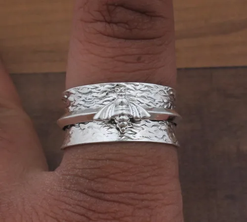 Vista 99 de Boho Spinner Ring, Mothers Day Gift, Silver 925 Women Ring, Sterling Silver 925 Ring, Fidget Spinner Ring,Women Silver Anxiety Ring