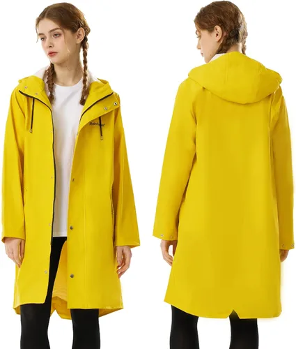 Vista 2 de Chubasquero para mujer, impermeable, con capucha, abrigo de senderismo, ligero, rompevientos, gabardina