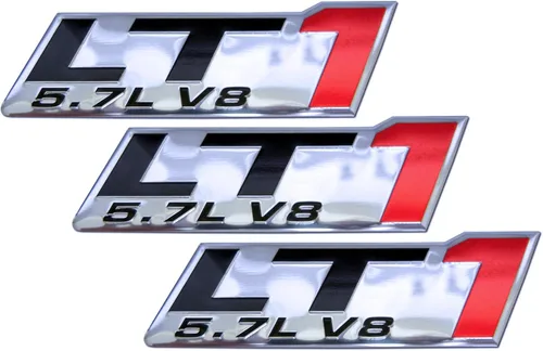 Vista 3 de LT1 5.7L V8 - Emblema de motor rojo altamente pulido, aluminio cromado, compatible con Chevy Corvette C4 Buick Camaro Pontiac Trans AM Caprice SS