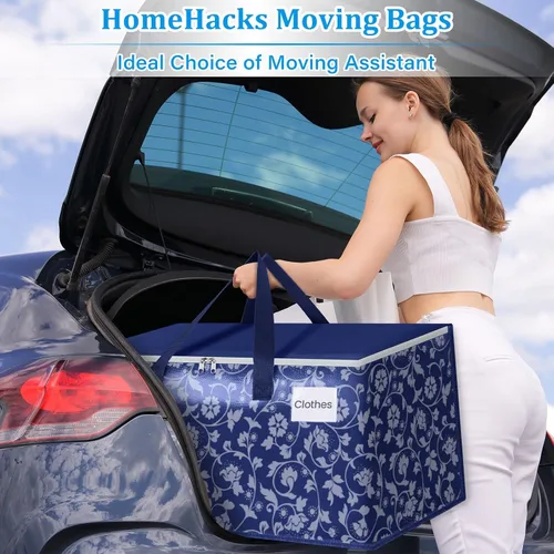 Vista 6 de HomeHacks Bolsas de mudanza, cajas de mudanza de tamaño extragrande, bolsas de equipaje resistentes con cremallera suave y asas resistentes, gran
