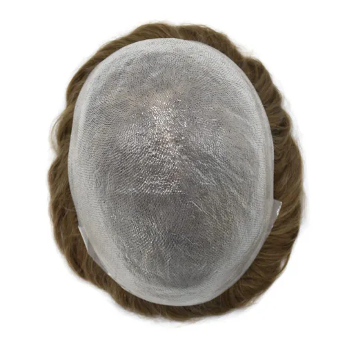 Vista 6 de Toupee - Sistema de reemplazo de cabello para hombres, piel ultrafina, transparente, 0.001 in, poliéster superfino, unidad de cabello de hombre, 8 x