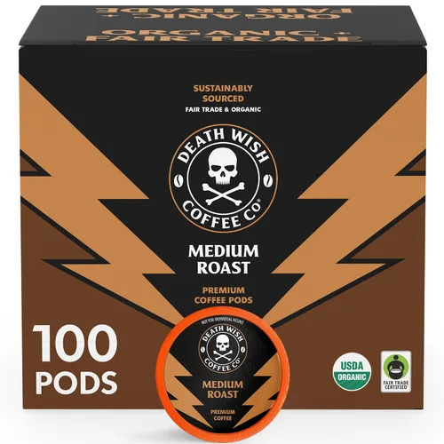 Vista 35 de Death Wish Coffee Cápsulas de tostado medio de una sola porción – El café más fuerte del mundo – Mezcla más ligera de granos arábica audaz y Robusta