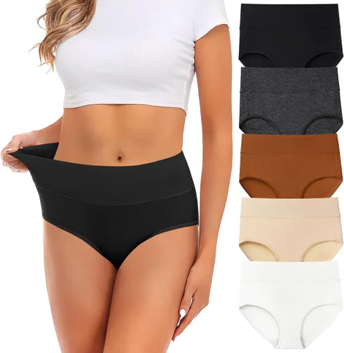 Vista 7 de Ropa interior para mujeres, algodón, cintura media, sin rollitos, cobertura completa, calzoncillos tipo brief para damas, bragas, lencería, ropa