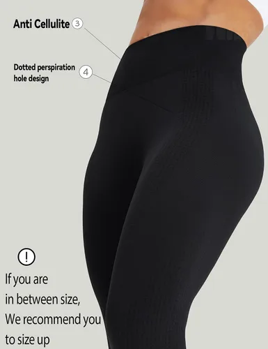 Vista 5 de HIGORUN - Leggings sin costuras para mujer, moldeadores, con diseño gráfico de sonrisas, de cintura alta, para el gimnasio, yoga o hacer ejercicio