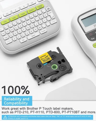 Vista 3 de MarkDomain Cinta de etiquetas de repuesto compatible para Brother P Touch TZe Tz 0.472 in 0.47 pulgadas