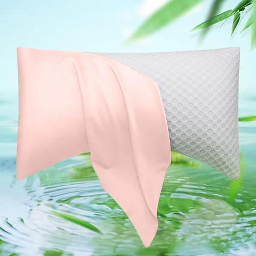 Vista 11 de Funda de almohada curvada para dormir de lado refrescante, tamaño Queen, 1 paquete de 20 x 30 pulgadas, color azul aguamarina Rayon Derived from