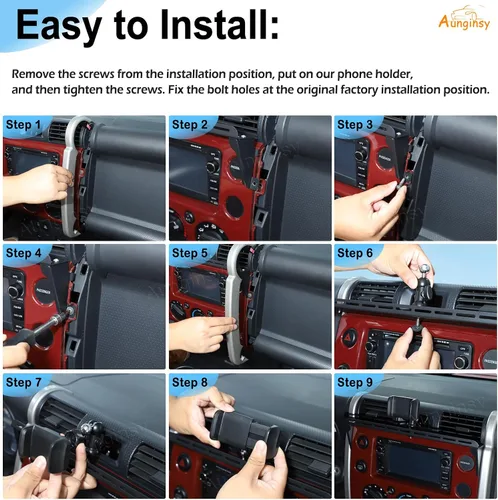 Vista 6 de Soporte para teléfono de automóvil compatible con Toyota FJ Cruiser 2007-2021+, soporte para panel de instrumentos, soporte para teléfono celular
