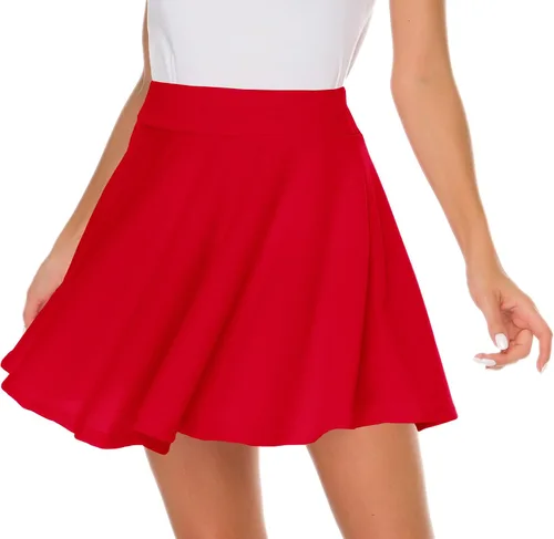 Vista 2 de Afibi - Falda estilo skater corta, acampanada y plisada con estilo informal y cintura elástica