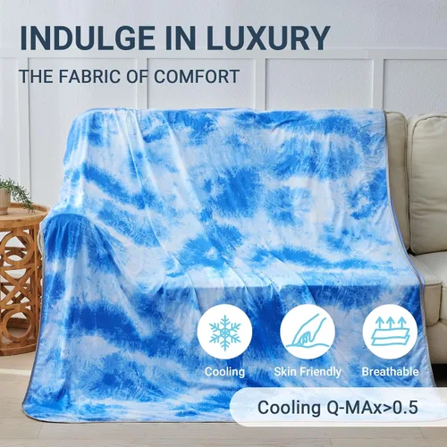 Vista 2 de Manta refrescante para durmientes calurosos tamaño individual 60"x80", manta de verano ultra fría que absorbe el calor para mantener el cuerpo