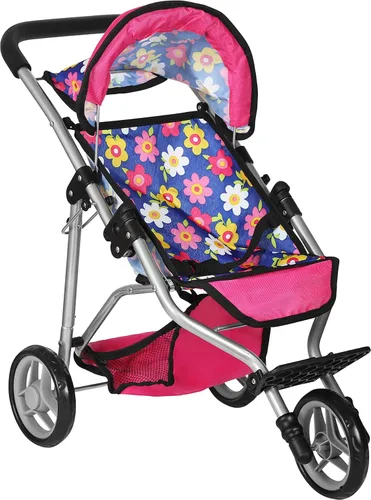 Vista 5 de Cochecito de coche para muñeca bebé – Cochecito convertible 2 en 1 y asiento de coche – Se adapta a muñecas de hasta 20 pulgadas – Asa ajustable