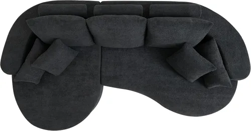 Vista 6 de Christopher Knight Home Carden - Sofá modular curvado de 106 pulgadas, cómodo sofá tapizado de tela con diván, moderno sofá nube con asiento Negro