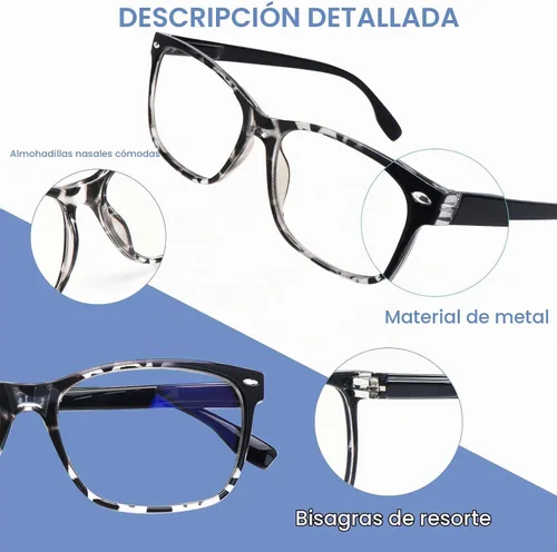 Vista 4 de Anteojos de lectura progresivos multienfoque para mujer, estampado de patrón de bloque de luz azul, elegantes lectores de computadora para mujer