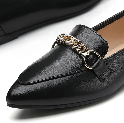 Vista 2 de Tilocow Mocasines de cadena de metal para mujer, puntera puntiaguda, zapatos de trabajo cómodos y a la moda